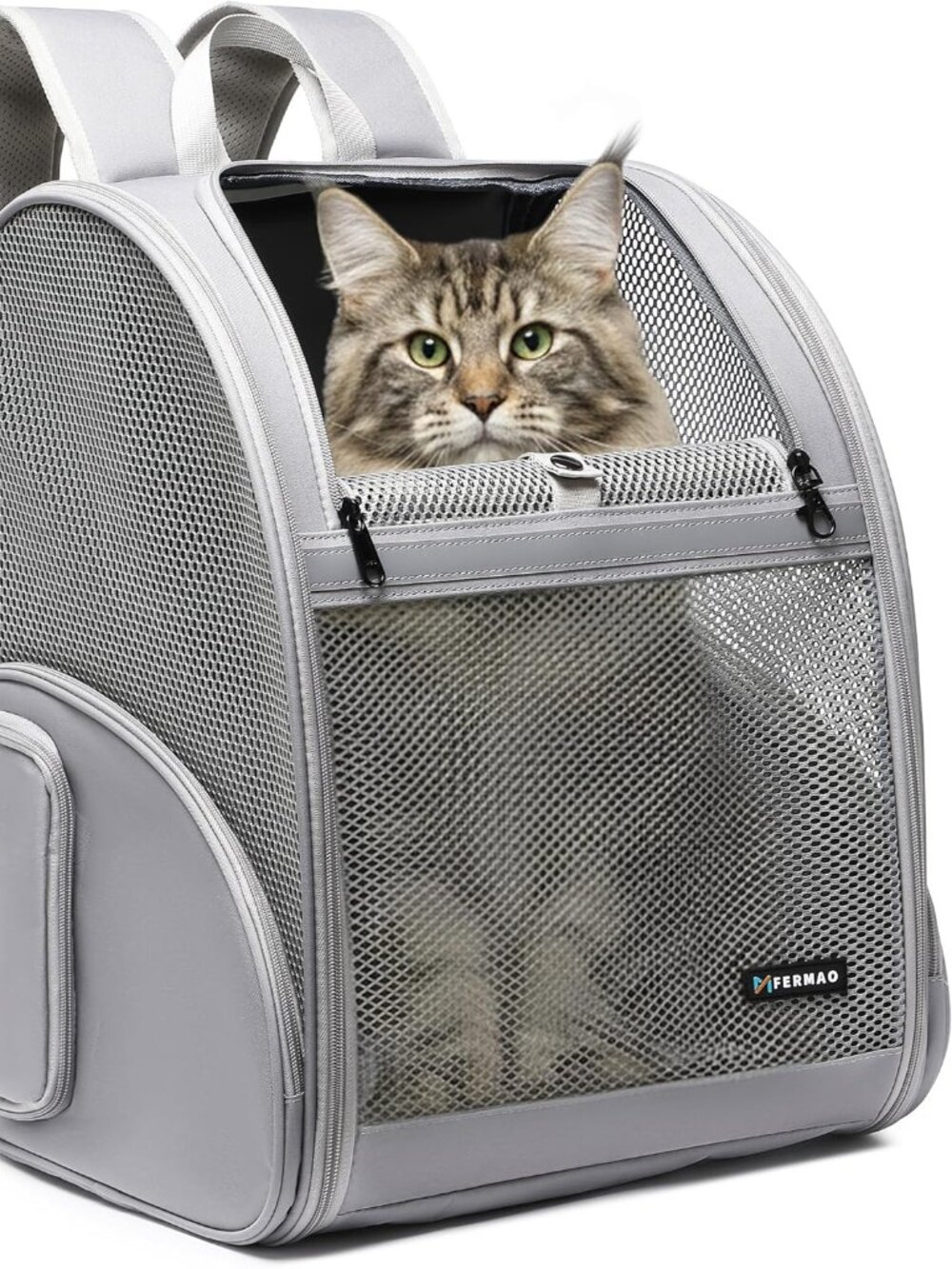 Pet Backpack Carrier ，Large Cat Carrier Backpack - Grey